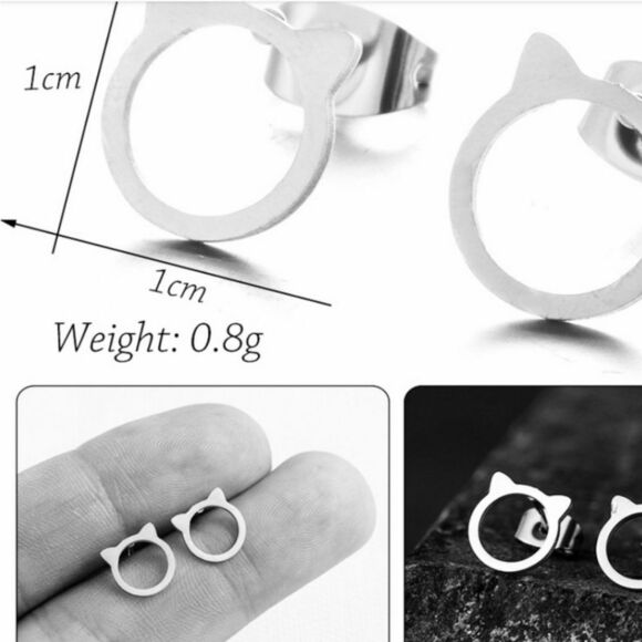 silver plated cat earrings - Picture 3 of 3